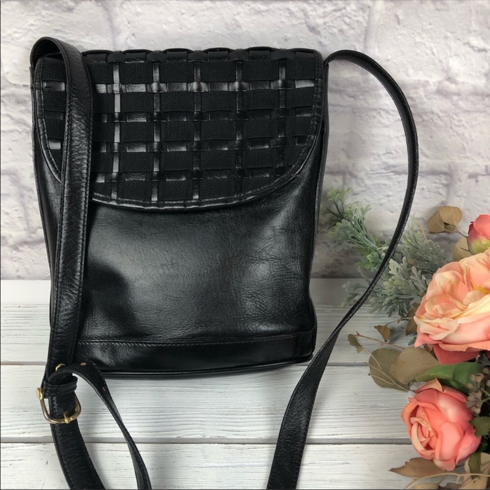 Vintage 80’s Black Woven Crossbody Bag